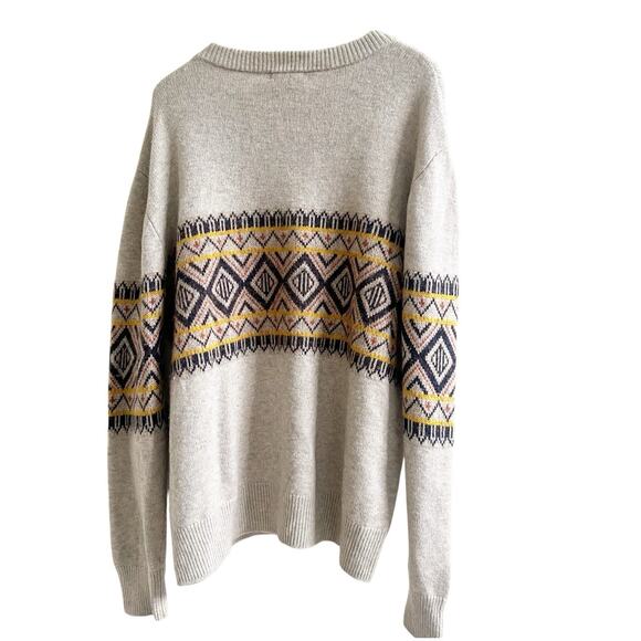 Toad & Co Sweater Durawool Men’s Size XL Aztec Print Tan Long Sleeve Cabin - Picture 2 of 9